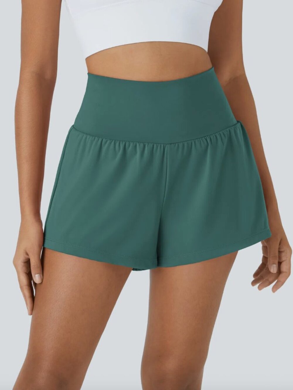 Halara SoftlyZero™ Airy Super High Waisted 2-in-1 InstantCool Yoga Shorts Blue